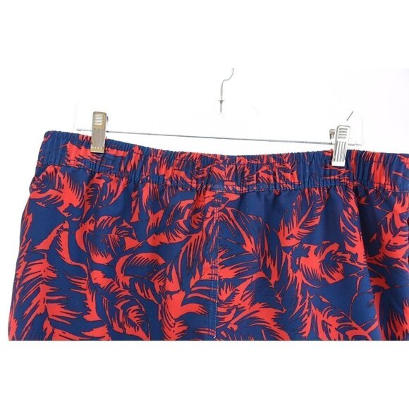 Sperry Mens Sz L Swim Trunks Board Shorts Palm Print Navy Blue Red Pockets - Picture 7 of 9